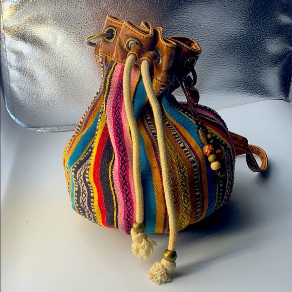 Leather Pattern Drawstring Bag - Picture 2 of 4